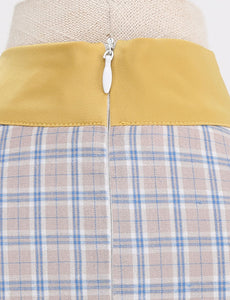 1950s Bow Collar Plaid Vintage Swing Dress