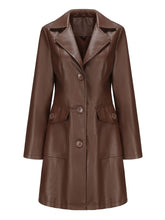 Load image into Gallery viewer, Vintage 90s Women's Burgundy Red Faux Leather Trench Long Pu Coat with Pockets