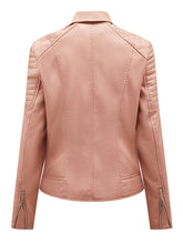 Load image into Gallery viewer, Women's Yellow PU Leather Motorcycle Coat with Zipper Pockets Moto Biker Jacket