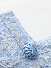 Load image into Gallery viewer, Lavender 3D Rose Vintage Pleated V-Neck Swing Dress