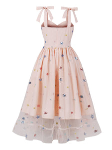 Star Embroidered 1950s Vintage Swing Dress