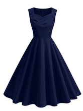 Load image into Gallery viewer, Dark Green V Neck Sleeveless Swing 1950S Vintage Dress