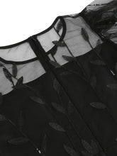 Load image into Gallery viewer, Baby Grey Semi Mesh Leaf Sequins Embroidered Short Sleeve 1950S Swing Dress