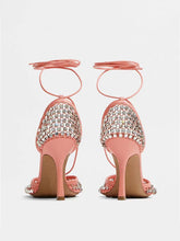 Load image into Gallery viewer, 10CM High Heel Square Toe Rhinestones Twine Sandals