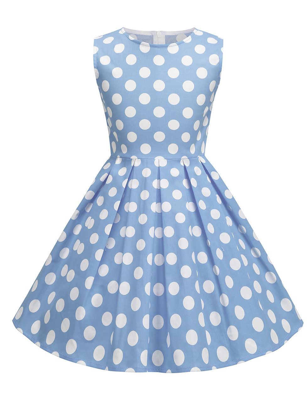 Kids Little Girls' Dress Polka Dots 1950S Vintage Dress, Blue / 8-9 Years Kids Little Girls' Dress Polka Dots 1950S Vintage Dress, Blue / 8-9 Years