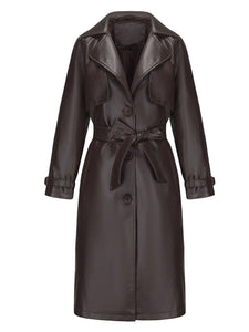 Women's Coat PU Leather Turndown Collar Fall Winter