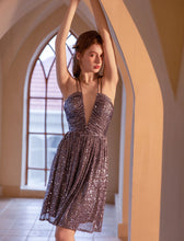 Load image into Gallery viewer, V Neck Strap Gatsby Sequins 1920s Flapper Dress Party Dress