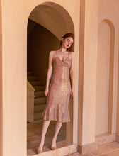 Load image into Gallery viewer, V Neck Sequined Mermaid Dress With Straps