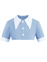 Load image into Gallery viewer, 2PS Baby Blue Peaked Collar Short Sleeve 1950S Coat With Strap Vintage Dress Inspired By Mrs. Maisel