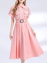 Load image into Gallery viewer, Pink Short Sleeve Classic 1950S Vintage Shirt Dress