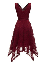 Load image into Gallery viewer, Autumn Lace V Neck Sleeveless Irregular Hem 50s Party Dress