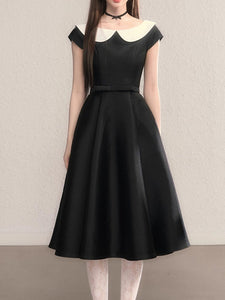 Peter Pan Collar Vintage Cap Sleeve Little Black Dress