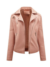 Load image into Gallery viewer, Women's Yellow PU Leather Motorcycle Coat with Zipper Pockets Moto Biker Jacket