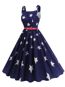 American Flag Stars Stripes Strap 1950S Vintage Dress