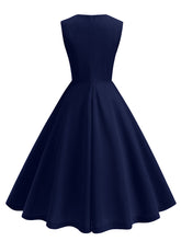 Load image into Gallery viewer, Dark Green V Neck Sleeveless Swing 1950S Vintage Dress