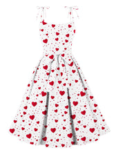 Load image into Gallery viewer, Sweet Love Heart Print  Spaghetti Strap 1950s Vintage Swing Dress