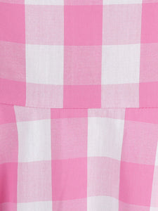 Pink And White Plaid Strap Classis Style Barbie Same Style 1950S Vintage Dress Set