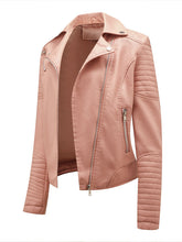 Load image into Gallery viewer, Women's Yellow PU Leather Motorcycle Coat with Zipper Pockets Moto Biker Jacket
