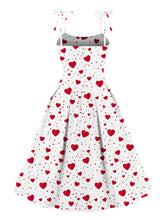 Load image into Gallery viewer, Sweet Love Heart Print  Spaghetti Strap 1950s Vintage Swing Dress