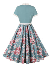 Load image into Gallery viewer, BowKnot Collar Floral Print Vintage 1950S Dress