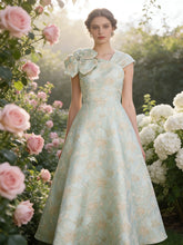 Load image into Gallery viewer, Light Green Luxury 3D Floral Jacquard One Shoulder Vintage Party Gown