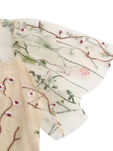 Load image into Gallery viewer, Wine Red Semi Mesh Flower Embroidered Short Sleeve 50S Swing Dress