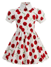 Load image into Gallery viewer, Kids Little Girls&#39; Dress Cherry Peter Pan Collar 1950S Dress With Pockets