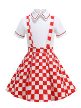 Load image into Gallery viewer, Kids Little Girls&#39; Dress Checkerboard Peter Pan Collar 1950S Suspender Dress