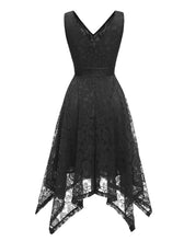 Load image into Gallery viewer, Autumn Lace V Neck Sleeveless Irregular Hem 50s Party Dress