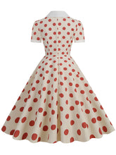 Load image into Gallery viewer, Green Polka Dots Johnny Collar Short Sleeve Swing Vintage 1950S Party Dress
