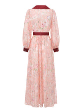 Load image into Gallery viewer, Red Floral Print Vintage Beaded Maxi Dress