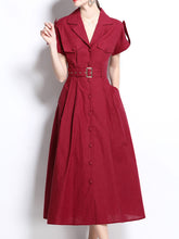 Load image into Gallery viewer, 1940S Lapel Shirt Cotton Dress with Pockets