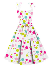 Load image into Gallery viewer, Polka Dots Print  Spaghetti Strap 1950s Vintage Swing Dress