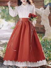 Load image into Gallery viewer, 1950S Vintage Embroidered Puffed Sleeve Shirt And Swing Skirt Set