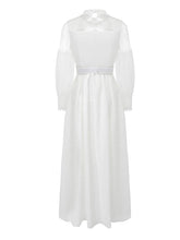 Load image into Gallery viewer, Women's Gothic Black Semi-Sheer Lace Long Puff Sleeve Dress