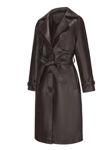 Women's Coat PU Leather Turndown Collar Fall Winter