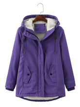 Load image into Gallery viewer, Women's Navy Blue Fleece Lined Hooded Parka Jacket and Warm Winter Coat Heavyweight Windbreaker with Pockets