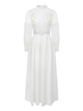 Load image into Gallery viewer, Women's Gothic Black Semi-Sheer Lace Long Puff Sleeve Dress