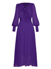 Load image into Gallery viewer, Red Lantern Flowers Long Sleeve Romantic Chiffon Dress