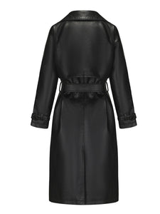 Women's Coat PU Leather Turndown Collar Fall Winter