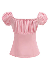Load image into Gallery viewer, Regencycore 1950s Puff-Sleeve Ruched Top