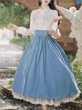 Load image into Gallery viewer, 1950S Vintage Embroidered Puffed Sleeve Shirt And Swing Skirt Set