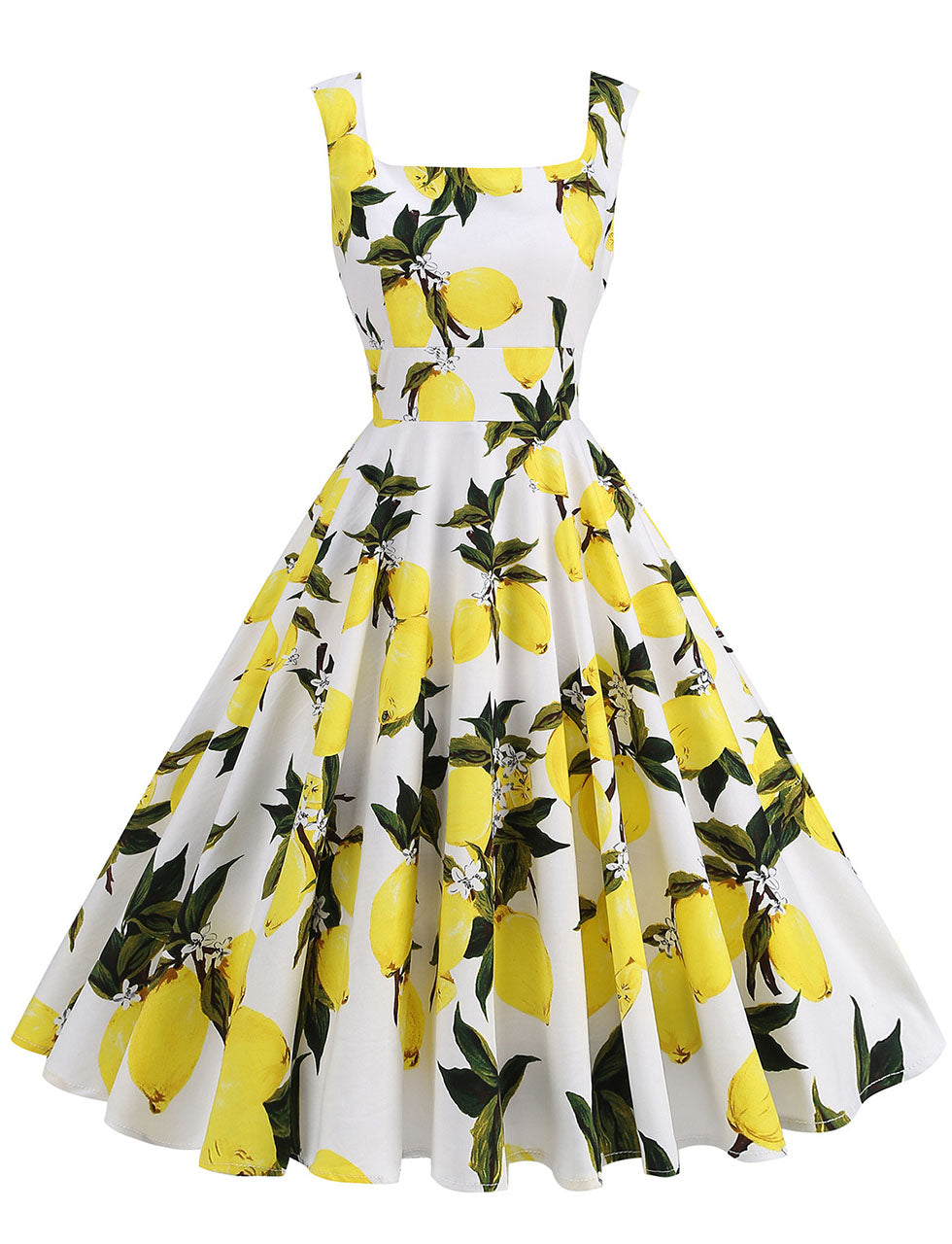 Light Yellow Lemon Sleeveless Audrey Hepburn Style 1950S Vintage Dress, Yellow / XL Light Yellow Lemon Sleeveless Audrey Hepburn Style 1950S Vintage Dress, Yellow / XL