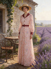 Load image into Gallery viewer, Red Floral Print Vintage Beaded Maxi Dress