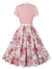 Load image into Gallery viewer, BowKnot Collar Floral Print Vintage 1950S Dress