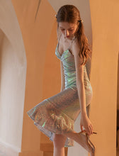 Load image into Gallery viewer, V Neck Sequined Mermaid Dress With Straps