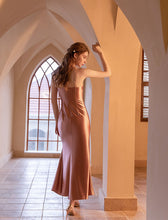 Load image into Gallery viewer, Pink Satin Split Sexy Bodycon Maxi Party Dress With Straps