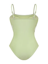 Load image into Gallery viewer, Mint Green Sequin Leaf Embroidered One Piece Bodysuit with Ruched Draped Sarong Maxi Skirt