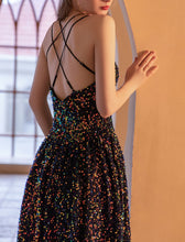 Load image into Gallery viewer, V Neck Strap Balletcore Sequins Vintage Dress Party Dress