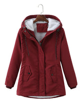 Load image into Gallery viewer, Women's Navy Blue Fleece Lined Hooded Parka Jacket and Warm Winter Coat Heavyweight Windbreaker with Pockets